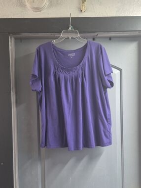 Nine & Co. Scoop Neck Short Sleeve Tee in Purple Sz 2X
